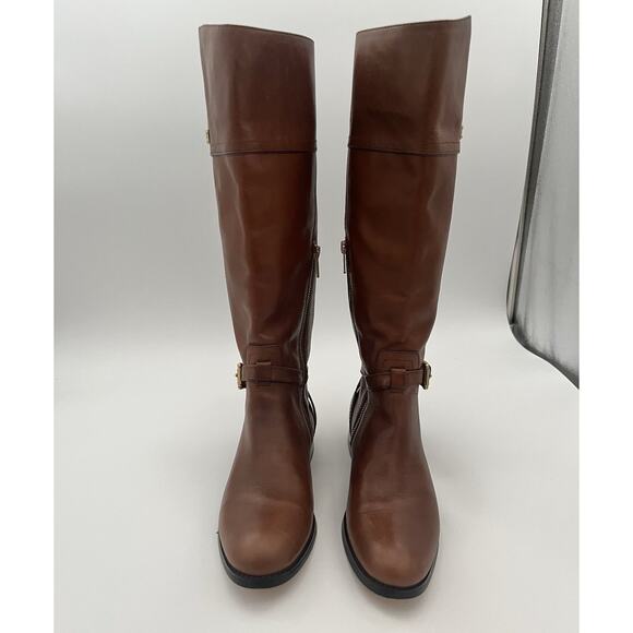COACH Micha Wide Calf 6.5 US Leather Knee High Boots Chestnut Brown Designer EUC - Picture 7 of 16